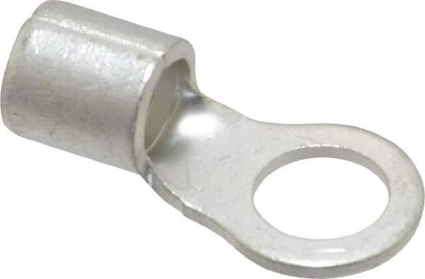 Ideal - 4 AWG Noninsulated Crimp Connection Circular Ring Terminal - 3/8" Stud, 1.319" OAL x 0.65" Wide, Tin Plated Brass Contact - Eagle Tool & Supply