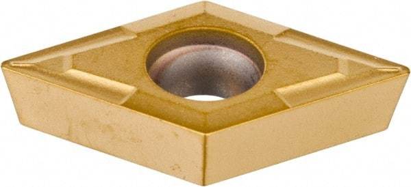 Kennametal - DCMT21.50.5 11 Grade KT315 Cermet Turning Insert - TiN/TiCN/TiN Finish, 55° Diamond, 1/4" Inscr Circle, 3/32" Thick, 0.0079" Corner Radius - Eagle Tool & Supply
