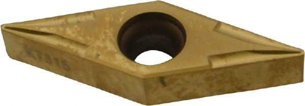 Kennametal - VBMT331 11 Grade KT315 Cermet Turning Insert - TiN/TiCN/TiN Finish, 35° Diamond, 3/8" Inscr Circle, 3/16" Thick, 1/64" Corner Radius - Eagle Tool & Supply