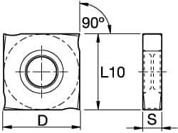Kennametal - SNHX12L5 GP Grade KC725M Carbide Milling Insert - TiN/TiCN/TiN Finish, 0.2126" Thick, 1/2" Inscribed Circle - Eagle Tool & Supply