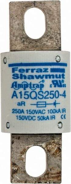 Ferraz Shawmut - 150 VAC/VDC, 250 Amp, Fast-Acting Semiconductor/High Speed Fuse - Bolt-on Mount, 2-21/32" OAL, 100 at AC, 50 at DC kA Rating, 1-1/8" Diam - Eagle Tool & Supply