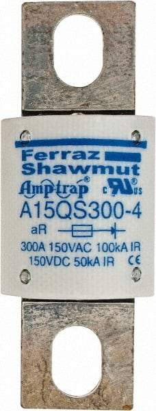 Ferraz Shawmut - 150 VAC/VDC, 300 Amp, Fast-Acting Semiconductor/High Speed Fuse - Bolt-on Mount, 2-21/32" OAL, 100 at AC, 50 at DC kA Rating, 1-1/8" Diam - Eagle Tool & Supply