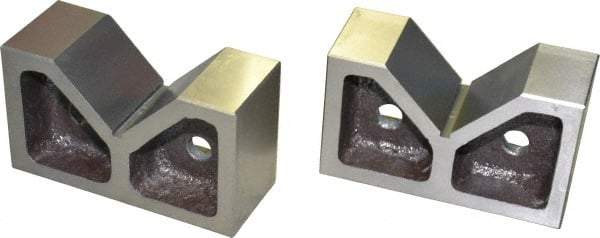 SPI - 3-1/16" Max Capacity, 90° Angle, Cast Iron V-Block - 6" Long x 2-7/16" Wide x 3-1/2" High, Sold as Matched Pair - Eagle Tool & Supply