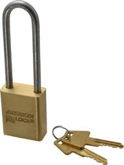 American Lock - 3/4" Shackle Clearance, Keyed Different Padlock - 1/4" Shackle Diam, Steel - Eagle Tool & Supply