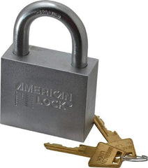 American Lock - 1-1/4" Shackle Clearance, Keyed Different Wide Clearance Padlock - 7/16" Shackle Diam, Steel - Eagle Tool & Supply