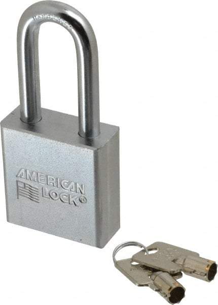 American Lock - 3/4" Shackle Clearance, Keyed Alike Tubular Padlock - 3/8" Shackle Diam, Steel - Eagle Tool & Supply