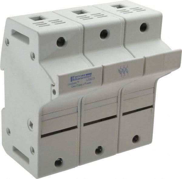 Ferraz Shawmut - 3 Pole, 600 VAC/VDC, 60 Amp, DIN Rail Mount Fuse Holder - Compatible with J Class, 58mm Long x 3.84 Inch Wide and 22mm Diameter Fuse - Eagle Tool & Supply