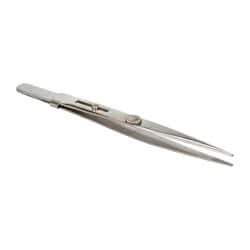 Value Collection - 5-1/2" OAL Diamond Tweezers - Medium Point with Slide Lock - Eagle Tool & Supply