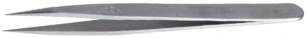 Value Collection - 3-1/2" OAL 0C-SS Precision Tweezers - Short, Flat Tip - Eagle Tool & Supply