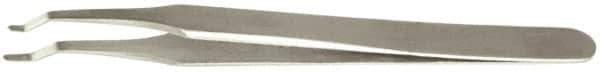 Value Collection - 4-3/4" OAL 2AD-SS Precision Tweezers - Rounded Flat Tip, Thin Tapered Edge - Eagle Tool & Supply