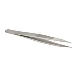 Value Collection - 4-3/4" OAL OOD-SS Precision Tweezers - Very Strong with Serrated Body, Heavy Tip - Eagle Tool & Supply