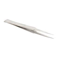 Value Collection - 5-1/8" OAL GG-SS Precision Tweezers - General Utility, Long & Strong Point, Wide Shank - Eagle Tool & Supply