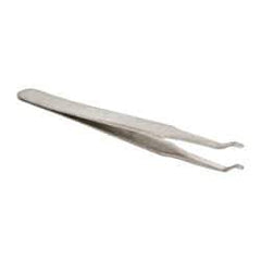 Value Collection - 4-3/4" OAL 2AD-SA Precision Tweezers - Rounded Flat Tip, Thin Tapered Edge - Eagle Tool & Supply