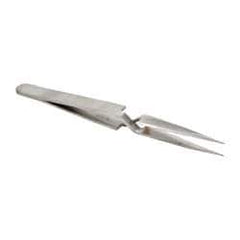 Value Collection - 4-1/2" OAL N0 Reverse Action Tweezers - Flat Tip - Eagle Tool & Supply