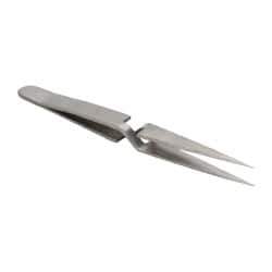 Value Collection - 4-3/4" OAL N1 Reverse Action Tweezers - Fine Point - Eagle Tool & Supply