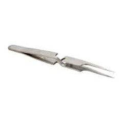 Value Collection - 4-3/4" OAL N5A Reverse Action Tweezers - Long Fine Offset Point - Eagle Tool & Supply