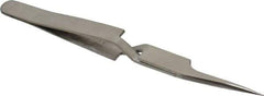 Value Collection - 4-3/4" OAL N5A Reverse Action Tweezers - Long Fine Offset Point - Eagle Tool & Supply