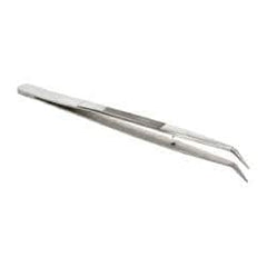 Value Collection - 5-7/8" OAL Stainless Steel Assembly Tweezers - Bent Point with Serrated Shank, Smooth Tip - Eagle Tool & Supply