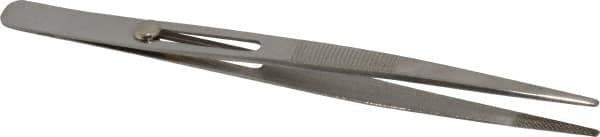 Value Collection - 5-3/4" OAL Assembly Tweezers - Slide Locking Broad Point, Serrated Body/Tip - Eagle Tool & Supply