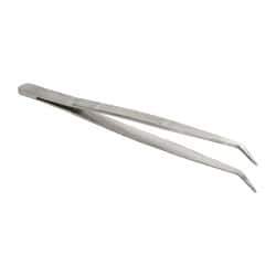 Value Collection - 6-1/4" OAL Stainless Steel Assembly Tweezers - Long Bent Point, Serrated Body/Tip - Eagle Tool & Supply