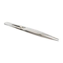 Value Collection - 4-3/4" OAL Stainless Steel Assembly Tweezers - Slide Locking, Sharp Point - Eagle Tool & Supply