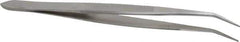 Value Collection - 4-11/32" OAL Assembly Tweezers - Short Bent Point, Serrated Body/Edge - Eagle Tool & Supply