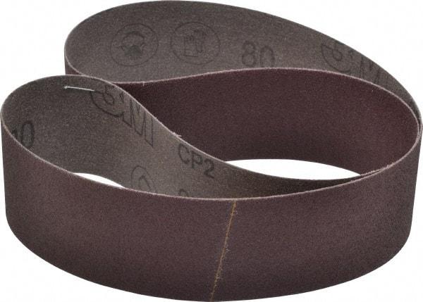 3M - 2" Wide x 36" OAL, 80 Grit, Aluminum Oxide Abrasive Belt - Aluminum Oxide, Medium, Coated, X Weighted Cloth Backing, Series 341D - Eagle Tool & Supply