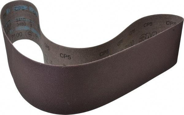 3M - 4" Wide x 48" OAL, 100 Grit, Aluminum Oxide Abrasive Belt - Aluminum Oxide, Fine, Coated, X Weighted Cloth Backing, Series 341D - Eagle Tool & Supply