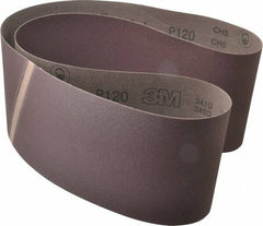3M - 6" Wide x 60" OAL, 120 Grit, Aluminum Oxide Abrasive Belt - Aluminum Oxide, Fine, Coated, X Weighted Cloth Backing, Series 341D - Eagle Tool & Supply