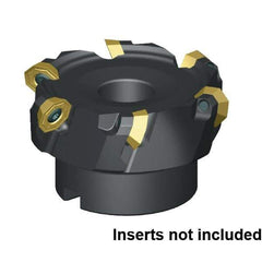 Kennametal - 4 Inserts, 1-1/2" Cut Diam, 1/2" Arbor Diam, 3.5mm Max Depth of Cut, Indexable Square-Shoulder Face Mill - 45° Lead Angle, 40mm High, OFPT06L5AFENGB Insert Compatibility, Through Coolant, Series KSOM - Eagle Tool & Supply