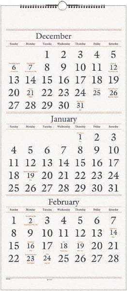 AT-A-GLANCE - 7 Sheet, 12 x 27", Wall Calendar - White - Eagle Tool & Supply