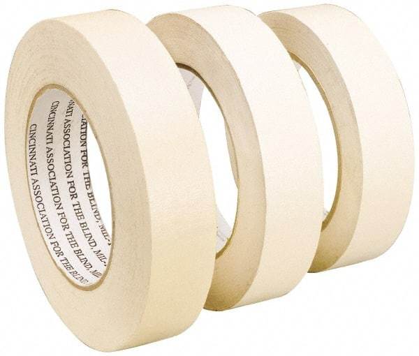 Ability One - 2" Wide x 60 Yd Long White Paper Masking Tape - 5.4 mil Thick - Eagle Tool & Supply