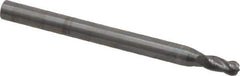 OSG - 3/32" Diam, 3/16" LOC, 4 Flute Solid Carbide Ball End Mill - Uncoated, Single End, 1-1/2" OAL, 1/8" Shank Diam, Spiral Flute - Eagle Tool & Supply