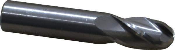 OSG - 3/8" Diam, 5/8" LOC, 4 Flute Solid Carbide Ball End Mill - Uncoated, Single End, 2" OAL, 3/8" Shank Diam, Spiral Flute - Eagle Tool & Supply