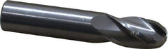 OSG - 3/8" Diam, 5/8" LOC, 4 Flute Solid Carbide Ball End Mill - Uncoated, Single End, 2" OAL, 3/8" Shank Diam, Spiral Flute - Eagle Tool & Supply