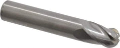 OSG - 7/16" Diam, 5/8" LOC, 4 Flute Solid Carbide Ball End Mill - Uncoated, Single End, 2-1/2" OAL, 7/16" Shank Diam, Spiral Flute - Eagle Tool & Supply