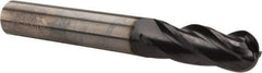 OSG - 3/8" Diam, 1-1/8" LOC, 4 Flute Solid Carbide Ball End Mill - TiAlN Finish, Single End, 3" OAL, 3/8" Shank Diam, Spiral Flute - Eagle Tool & Supply