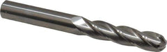 OSG - 7/16" Diam, 2" LOC, 4 Flute Solid Carbide Ball End Mill - Uncoated, Single End, 4" OAL, 7/16" Shank Diam, Spiral Flute - Eagle Tool & Supply