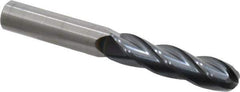OSG - 1/2" Diam, 2" LOC, 4 Flute Solid Carbide Ball End Mill - TiAlN Finish, Single End, 4" OAL, 1/2" Shank Diam, Spiral Flute - Eagle Tool & Supply