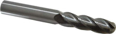 OSG - 5/8" Diam, 2-1/4" LOC, 4 Flute Solid Carbide Ball End Mill - Uncoated, Single End, 5" OAL, 5/8" Shank Diam, Spiral Flute - Eagle Tool & Supply
