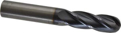 OSG - 3/4" Diam, 2-1/4" LOC, 4 Flute Solid Carbide Ball End Mill - TiAlN Finish, Single End, 5" OAL, 3/4" Shank Diam, Spiral Flute - Eagle Tool & Supply
