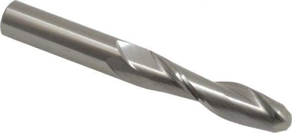 OSG - 1/2" Diam, 2" LOC, 2 Flute Solid Carbide Ball End Mill - Uncoated, Single End, 4" OAL, 1/2" Shank Diam, Spiral Flute - Eagle Tool & Supply