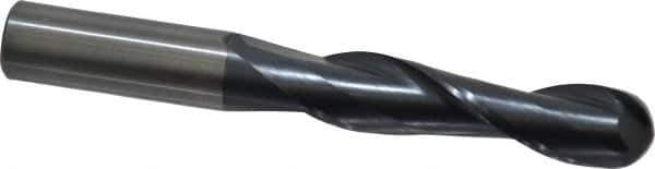 OSG - 1/2" Diam, 2" LOC, 2 Flute Solid Carbide Ball End Mill - TiAlN Finish, Single End, 4" OAL, 1/2" Shank Diam, Spiral Flute - Eagle Tool & Supply