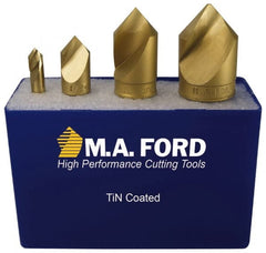 M.A. Ford - 4 Piece, 1/4 to 1" Head Diam, 60° Included Angle, Single End Countersink Set - Eagle Tool & Supply