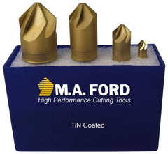 M.A. Ford - 4 Piece, 1/4 to 1" Head Diam, 82° Included Angle, Single End Countersink Set - Eagle Tool & Supply