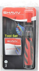 Shaviv - 4 Piece, High Speed Steel Blade, Back Hole Chamfer, Hand Deburring Tool Set - C Blade Holder, For Flat Surface, Hole Edge, Hole Inner Surface, Straight Edge - Eagle Tool & Supply