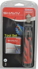 Shaviv - 3 Piece, High Speed Steel Blade, Hand Deburring Tool Set - F Blade Holder, For Hole Edge - Eagle Tool & Supply