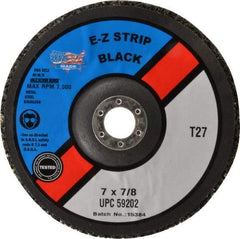 Camel Grinding Wheels - 7" Very Coarse Grade Silicon Carbide Deburring Disc - 7/8" Center Hole, Arbor Connection, Black, 7,000 Max RPM - Eagle Tool & Supply