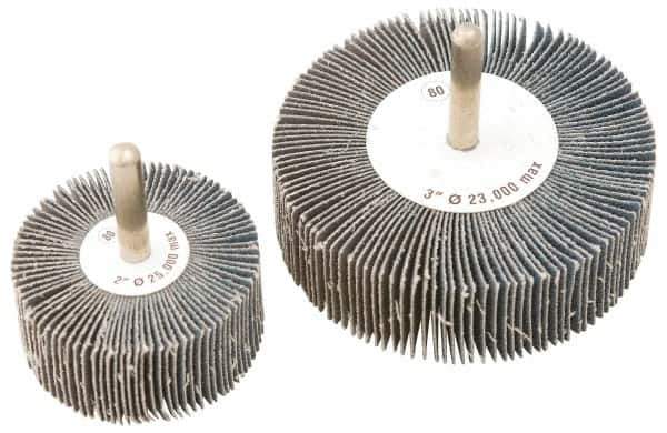 Camel Grinding Wheels - 1" Diam x 1" Face Width, Coarse Zirconia Alumina Coated Mounted Flap Wheel - 1/4" Shank Mount, 40 Grit, Cloth Backing, 30,000 Max RPM - Eagle Tool & Supply