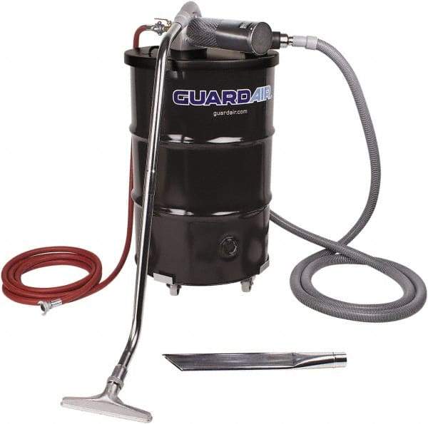 Guardair - 55 Gal Steel Tank, Air Powered Pneumatic Canister Wet/Dry Vacuum - 10 Peak hp, 20' Hose Fitting, Cartridge Filter, Accessories Included - Eagle Tool & Supply